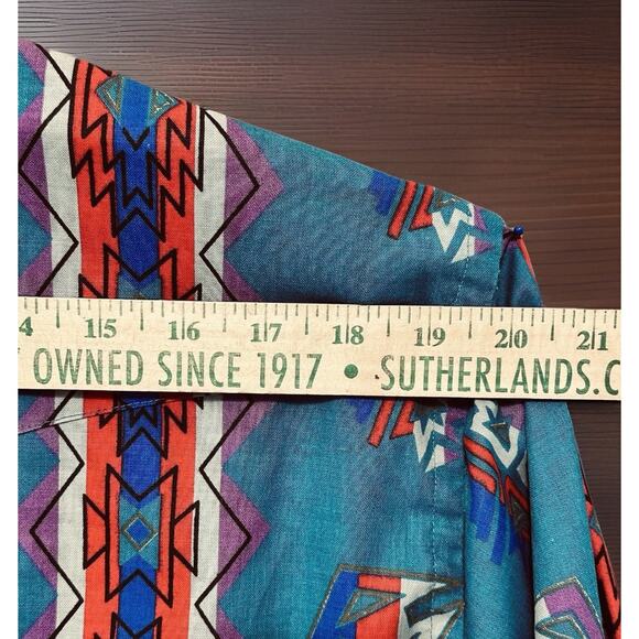 VTG Wrangler Brushpopper Shirt 16.5 *READ 34, X-Long Tails Aztec Southwest - Picture 13 of 14